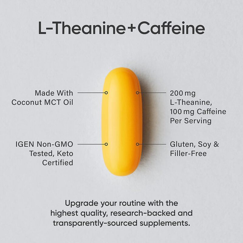 Sports Research L-Theanine & Caffeine 2 in 1 Formula Supplement, 100mg, 60 Softgels